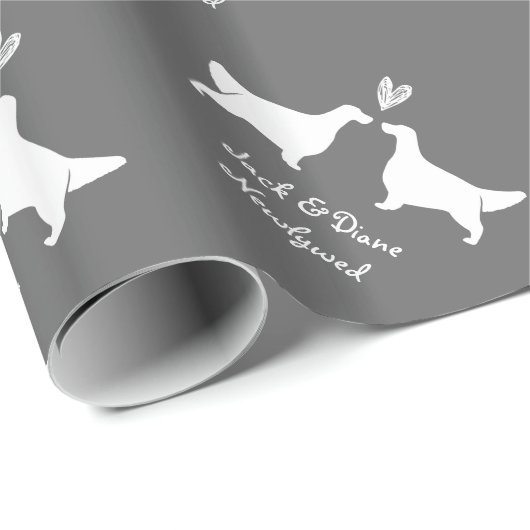 Englische Setter Hochzeit mit benutzerdefiniertem  Geschenkpapier (Rolleneckpunkt)