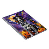 Englische Setter Hund Halloween Hexe und Kürbis Notizblock (Rechte Seite)