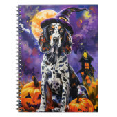 Englische Setter Hund Halloween Hexe und Kürbis Notizblock (Vorderseite)