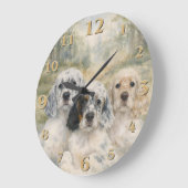 Englische Setter Welpen Große Wanduhr (Winkel)