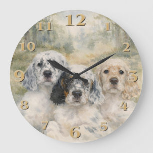 Englische Setter Welpen Große Wanduhr