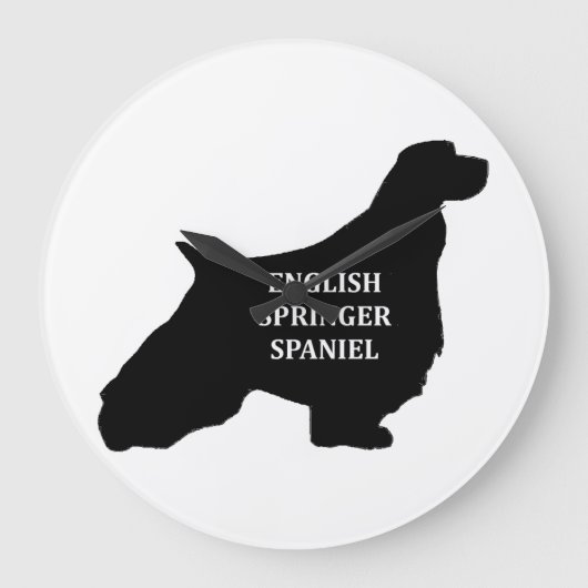 englische springer spaniel name Silhouette Große Wanduhr (Vorderseite)