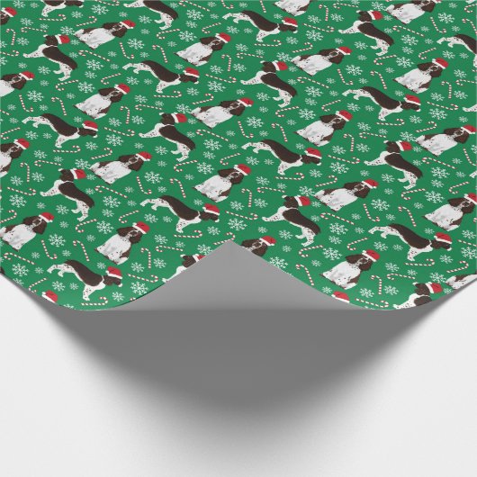 Englische Springer Spaniel Weihnachtsbrille Geschenkpapier (Ecke)