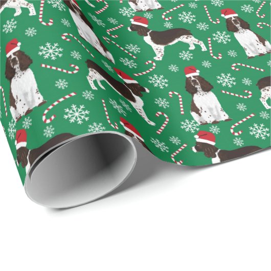 Englische Springer Spaniel Weihnachtsbrille Geschenkpapier (Rolleneckpunkt)