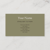 Englische Tutorshakespeare-Visitenkarten Visitenkarte (Rückseite)