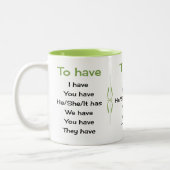 Englische Verben Lehrer oder Schüler Zweifarbige Tasse (Links)