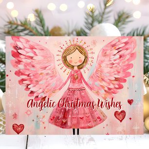 Englische Weihnachtswünsche Rosa Engel Feiertagskarte
