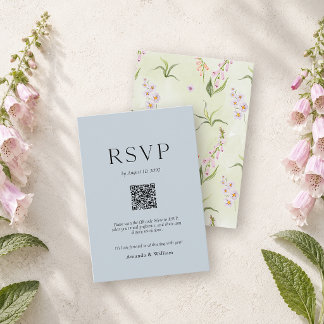 Englische Wiesen Botanische Hochzeits-RSVP-Karte m RSVP Karte