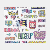 Englische Wörter lang, doodle Buchstaben Fleecedecke (Vorderseite (Horizontal))