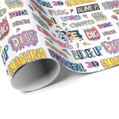 Englische Wörter lang, doodle Buchstaben Geschenkpapier (Rolleneckpunkt)