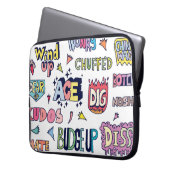 Englische Wörter lang, doodle Buchstaben Laptopschutzhülle (Vorderseite Links)