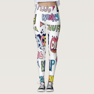 Englische Wörter lang, doodle Buchstaben Leggings