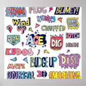 Englische Wörter lang, doodle Buchstaben Poster (Vorne)