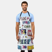 Englische Wörter lang, doodle Buchstaben Schürze (Getragen)