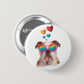 Englischer Bulldog am Valentinstag Button (Vorne & Hinten)
