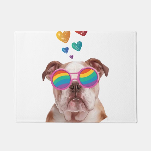 Englischer Bulldog am Valentinstag Fußmatte (Vorderseite)