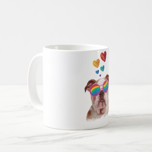 Englischer Bulldog am Valentinstag Kaffeetasse (Vorderseite Links)