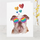 Englischer Bulldog am Valentinstag Karte (Gelbe Blume)