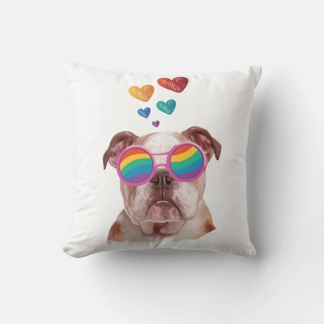 Englischer Bulldog am Valentinstag Kissen (Vorderseite)