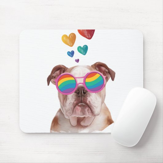 Englischer Bulldog am Valentinstag Mousepad (Mit Mouse)