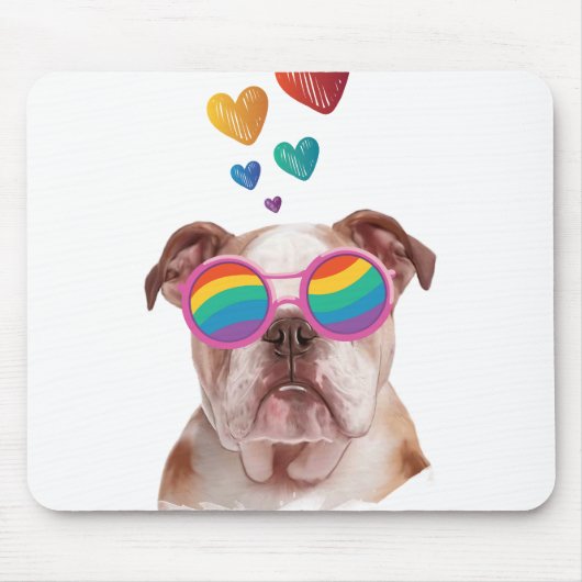 Englischer Bulldog am Valentinstag Mousepad (Vorne)