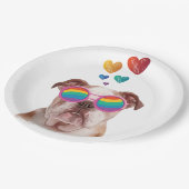 Englischer Bulldog am Valentinstag Pappteller (Schrägansicht)