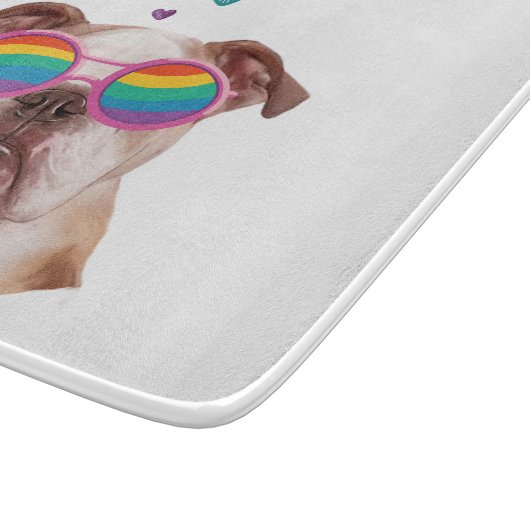 Englischer Bulldog am Valentinstag Schneidebrett (Ecke)