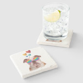 Englischer Bulldog am Valentinstag Steinuntersetzer (Seitenansicht)