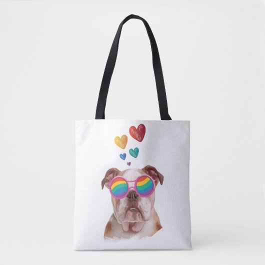 Englischer Bulldog am Valentinstag Tasche (Vorderseite)