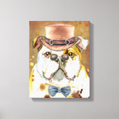Englischer Bulldog, der eine Brille mit Aquarell t Leinwanddruck (Vorderseite)