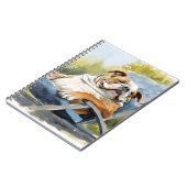 Englischer Bulldog Hund entspannt sich im Tiergenu Notizblock (Linke Seite)