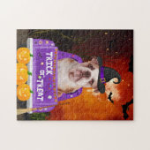 Englischer Bulldog-Hund im Halloween-Lkw Puzzle (Horizontal)