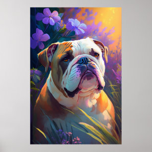 Englischer Bulldog Hund Tierportrait Painting Pet Poster