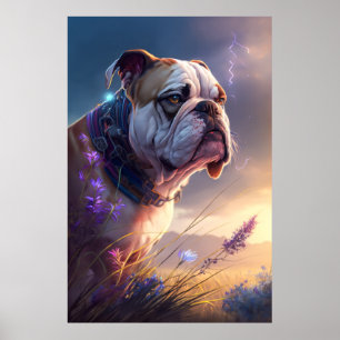 Englischer Bulldog Hund Tierportrait Painting Pet Poster