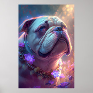 Englischer Bulldog Hund Tierportrait Painting Pet Poster