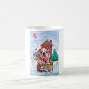Englischer Bulldog im Schnee Weihnachts-Hundehaus Kaffeetasse