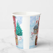 Englischer Bulldog im Schnee Weihnachts-Hundehaus Pappbecher (Links)