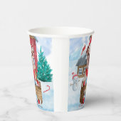 Englischer Bulldog im Schnee Weihnachts-Hundehaus Pappbecher (Rechts)