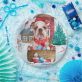 Englischer Bulldog im Schnee Weihnachts-Hundehaus Pappteller (Party)