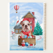 Englischer Bulldog im Schnee Weihnachts-Hundehaus Planer (Rückseite)
