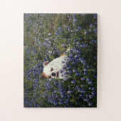 Englischer Bulldog in Texas Bluebonnets Puzzle (Vertikal)