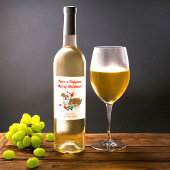 Englischer Bulldog mit Weihnachtsbeleuchtung Weinetikett