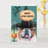 Englischer Bulldog niedlicher Hund, der glücklich  Karte (Gelbe Blume)