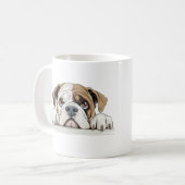 Englischer Bulldog Pinking Niedlich Adorable Funny Kaffeetasse (Vorderseite Links)