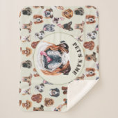 Englischer Bulldog und Freunde personalisiertes Ha Sherpadecke (Vorderseite)