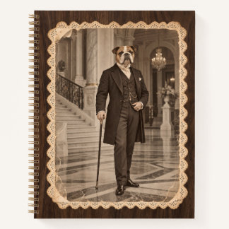 Englischer Bulldogge Gentleman Vintage Walnuss Notizblock