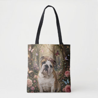 ENGLISCHER BULLDOGGE IM VERZAUBERTEN WALD TASCHE