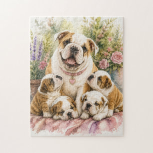 ENGLISCHER BULLDOGGEN-FAMILIE PUZZLE