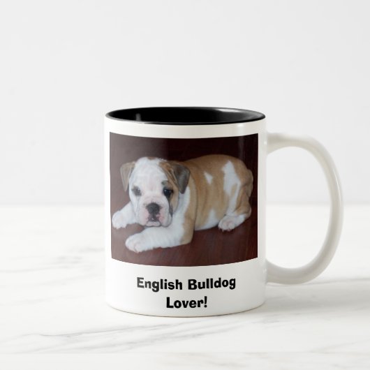 Englischer Bulldoggen-Liebhaber! Zweifarbige Tasse (Rechts)