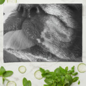 Englischer Bulldoggen-Schwarzweiss-Welpe Geschirrtuch (Gefaltet)